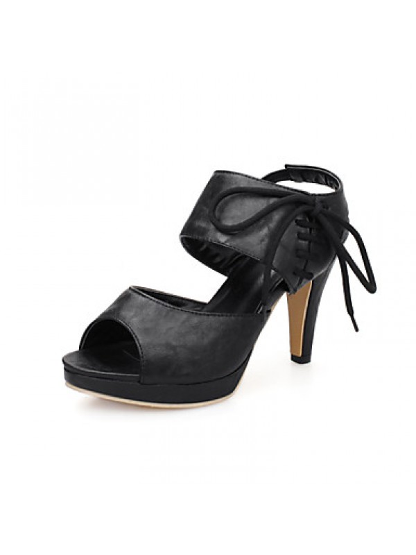 Women's Shoes Heel Heels / Peep Toe / Platform Sandals / Heels Outdoor / Dress / Casual Black / Pink / Beige