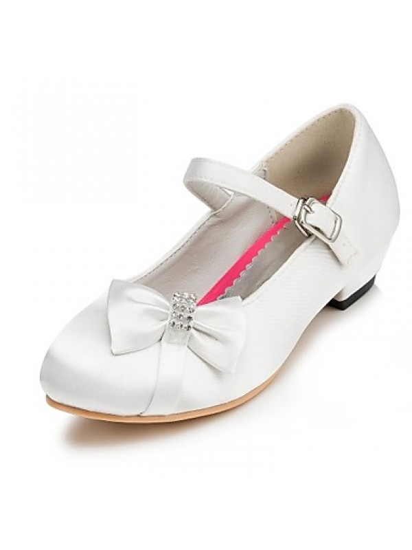 Girl's Spring / Summer / Fall / Winter Comfort Satin Wedding Flat Heel Bowknot Pink / Red / Ivory / White  