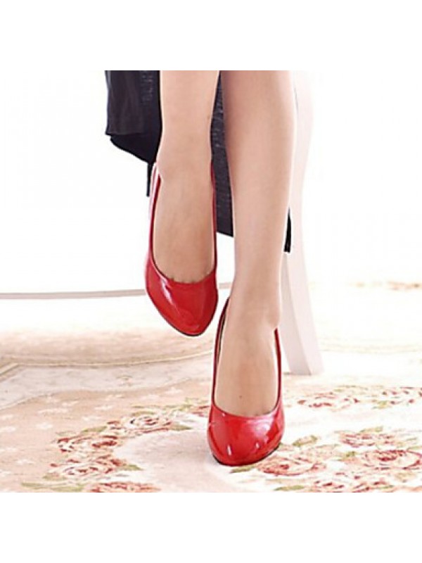 Women's Shoes Patent Leather Low Heel Heels / Comfort Heels Office & Career / Casual Black / Red / White / Beige