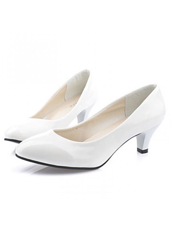 Women's Shoes Patent Leather Low Heel Heels / Comfort Heels Office & Career / Casual Black / Red / White / Beige