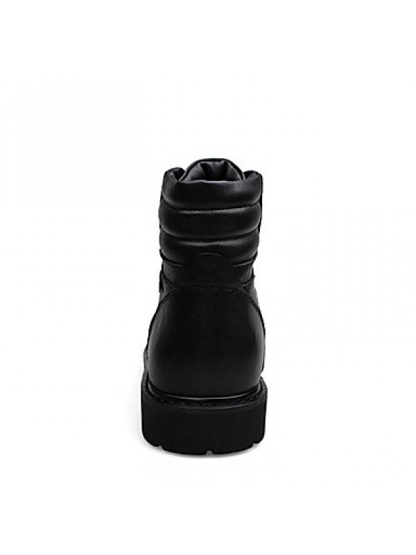 Shoes Leather Casual Boots Casual Low Heel Lace-up Black  