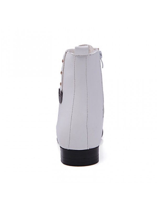 Shoes Leather / Leatherette Outdoor / Casual / Athletic Boots Outdoor / Casual / Athletic Flat Heel Rivet Black / White  