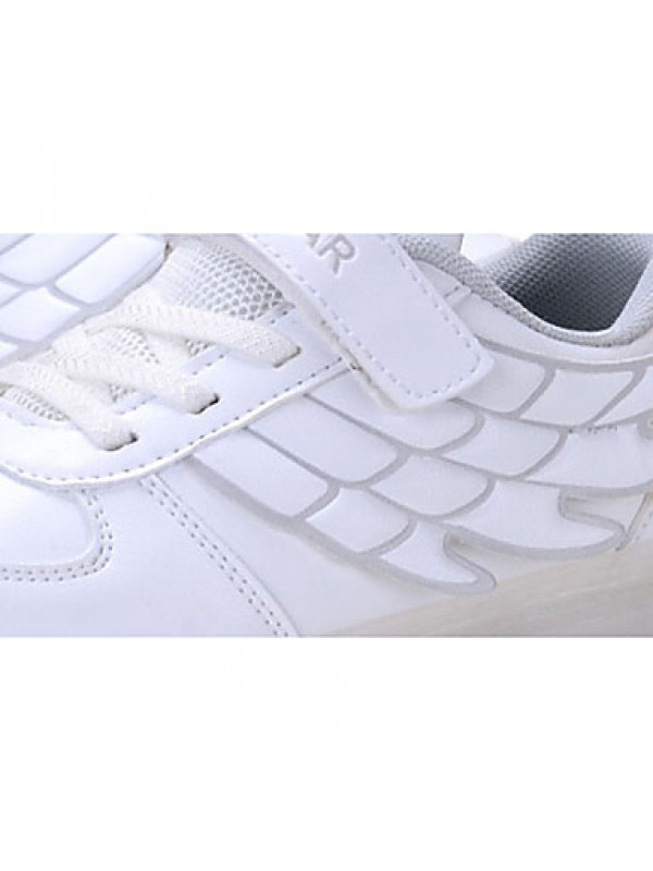 LED Girl's Sneakers Spring / Fall Comfort Tulle / PU Casual Flat Heel Magic Tape / LED Blue / Pink / White Walking  