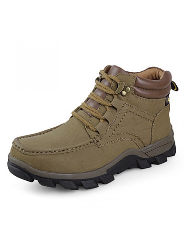 Shoes Leather Outdoor Boots Outdoor Flat Heel Brown / Khaki  