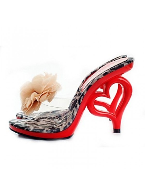 Women's Summer / Fall Heels Leatherette Party & Evening Stiletto Heel Flower Black / Pink / Red