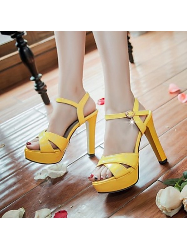 Women's Shoes Leatherette Stiletto Heel Peep Toe Sandals Wedding / Office & Career / Party