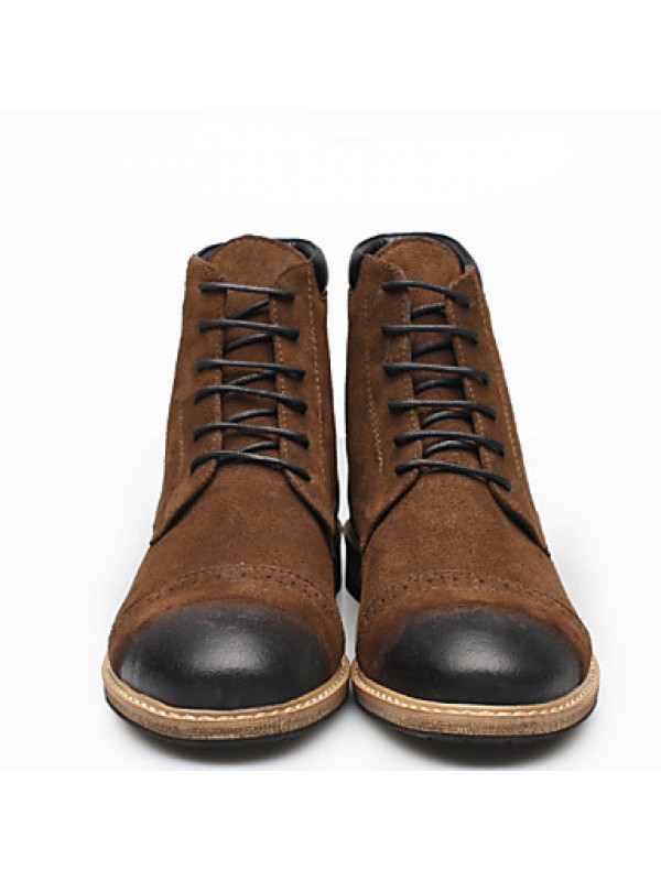 Shoes Leather Casual Boots Casual Low Heel Lace-up Black / Brown  
