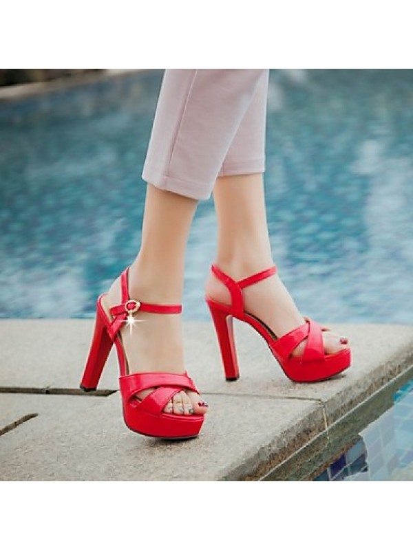 Women's Shoes Leatherette Stiletto Heel Peep Toe Sandals Wedding / Office & Career / Party