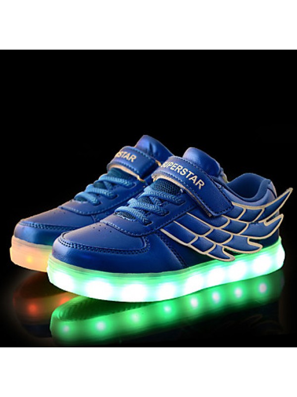 LED Girl's Sneakers Spring / Fall Comfort Tulle / PU Casual Flat Heel Magic Tape / LED Blue / Pink / White Walking  