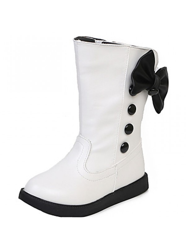 Girl's Boots Fall / Winter Snow Boots / Comfort PU Dress / Casual Flat Heel Zipper Black / Red / White Walking  
