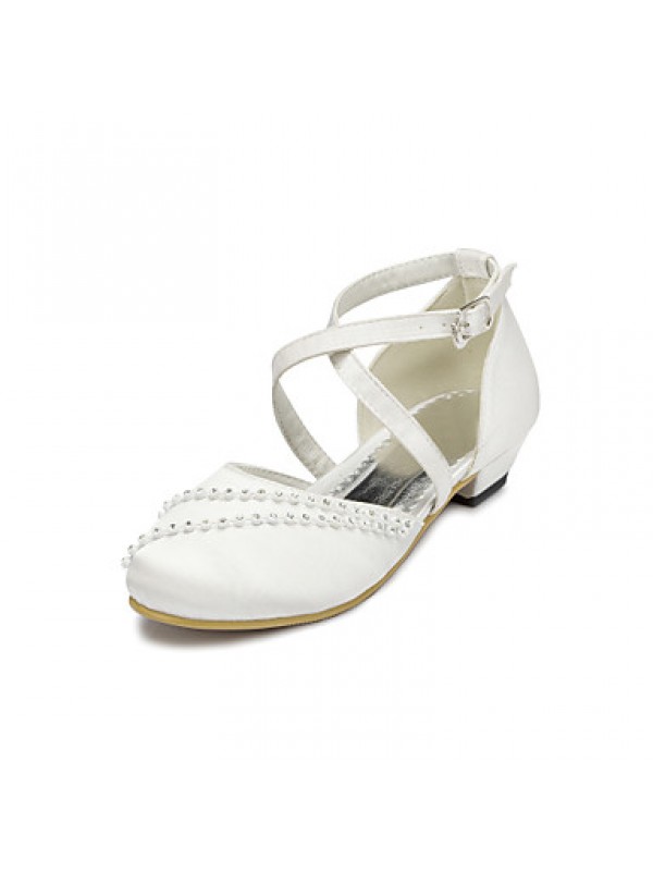 Girl's Flats Spring / Summer / Fall / Winter Comfort Satin Wedding / Party & Evening Flat Heel RhinestonePink / Purple / Ivory / White /  