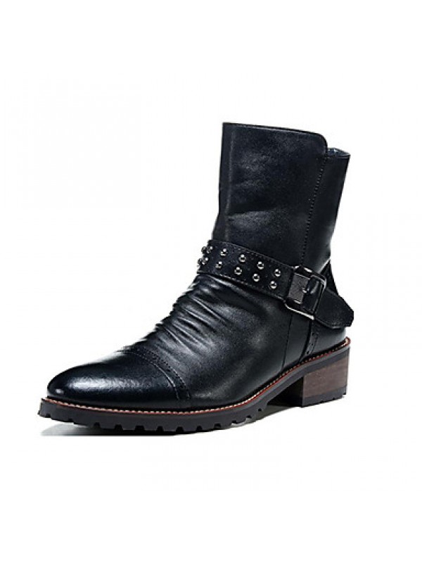 Shoes Wedding / Party  Evening / Casual Leather Boots Black  