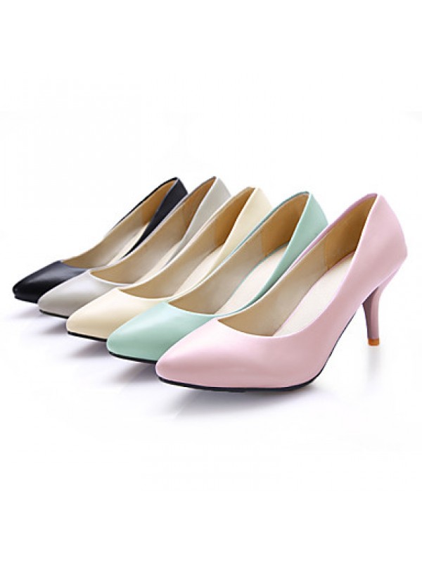 Women's Shoes PVC / Leatherette Stiletto Heel Heels Heels Wedding / Office & Career / Dress / Casual Black / Blue