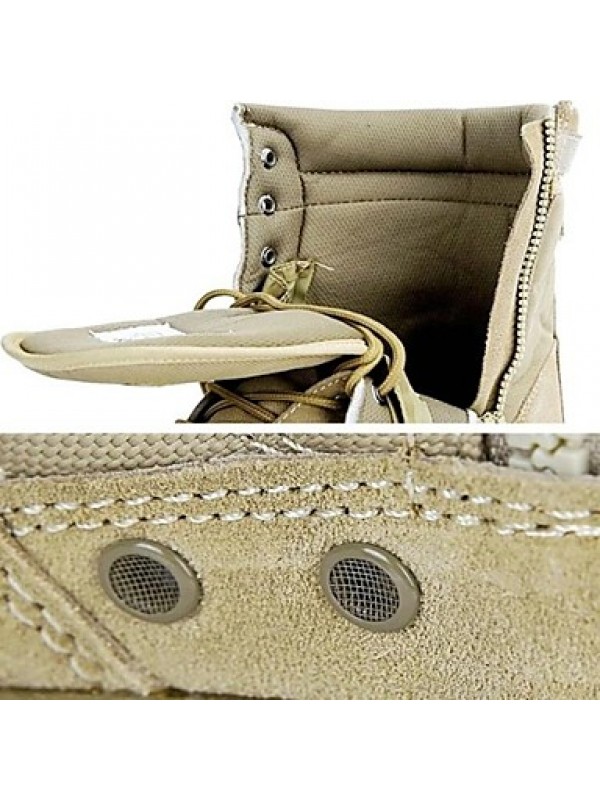 Shoes Leather Outdoor Boots Outdoor Flat Heel Lace-up Black / Khaki  