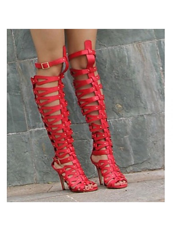 Women's Shoes Leatherette Stiletto Heel Heels / Open Toe Sandals Party & Evening / DressBlack /
