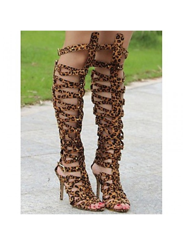 Women's Shoes Leatherette Stiletto Heel Heels / Open Toe Sandals Party & Evening / DressBlack /