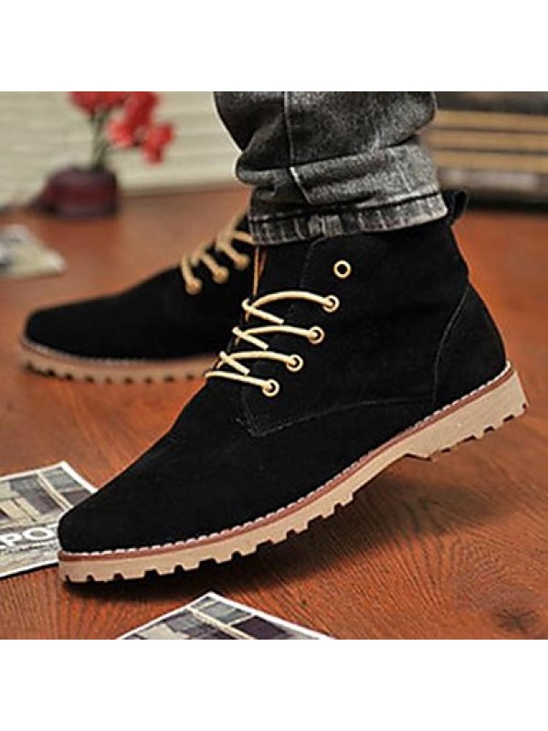 Shoes Leatherette Casual Boots Casual Flat Heel Lace-up Black / Blue / Yellow / Green  