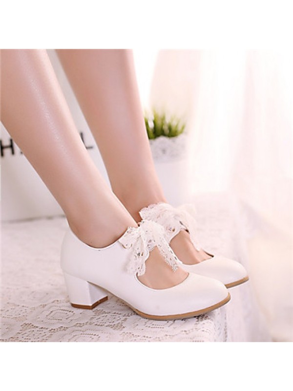 Girls' Shoes Casual Heels/Round Toe  Pumps/Heels Blue/Pink/White  