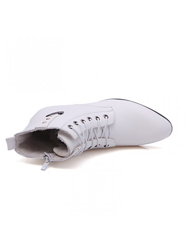 Shoes Leather / Leatherette Outdoor / Casual / Athletic Boots Outdoor / Casual / Athletic Flat Heel Rivet Black / White  