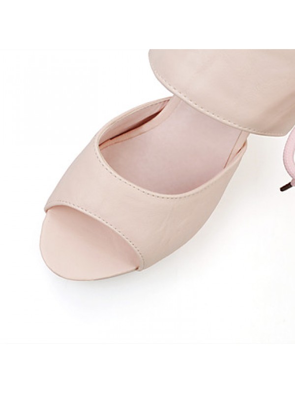 Women's Shoes Heel Heels / Peep Toe / Platform Sandals / Heels Outdoor / Dress / Casual Black / Pink / Beige