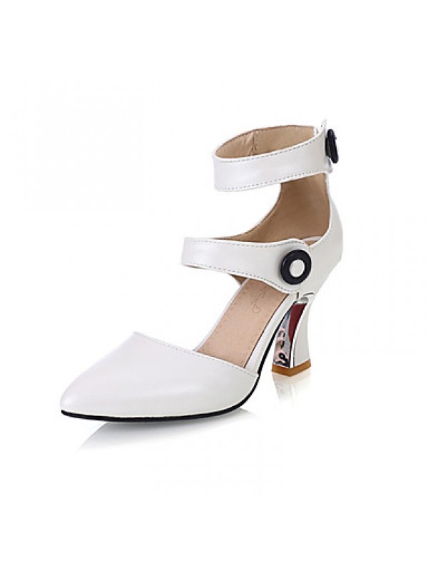 Women's / Girl's Heels Summer / Fall Heels Leatherette Dress Kitten Heel Buckle / Others Pink / Red / White  