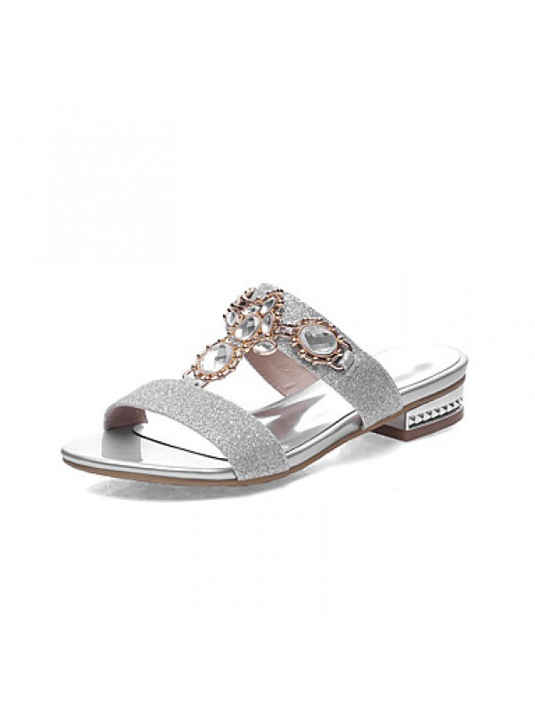 Women's Shoes Low Heel Round Toe Sandals Dress / Casual Silver / Gold