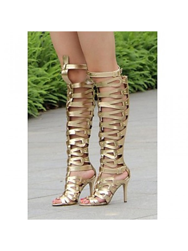 Women's Shoes Leatherette Stiletto Heel Heels / Open Toe Sandals Party & Evening / DressBlack /