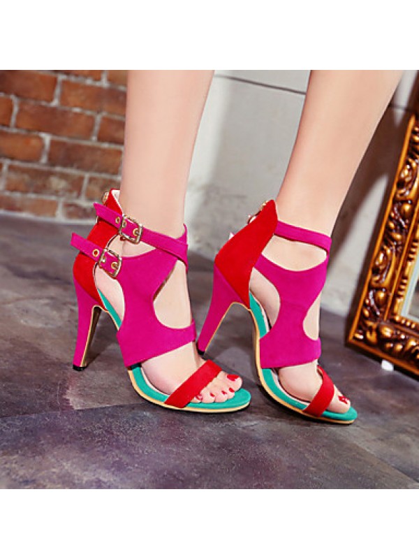 Women's Shoes Heel Heels / Peep Toe Sandals / Heels Outdoor / Dress / Casual Black / Blue / Red