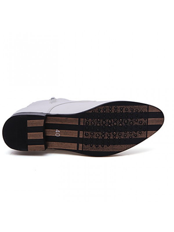 Shoes Leather / Leatherette Outdoor / Casual / Athletic Boots Outdoor / Casual / Athletic Flat Heel Rivet Black / White  
