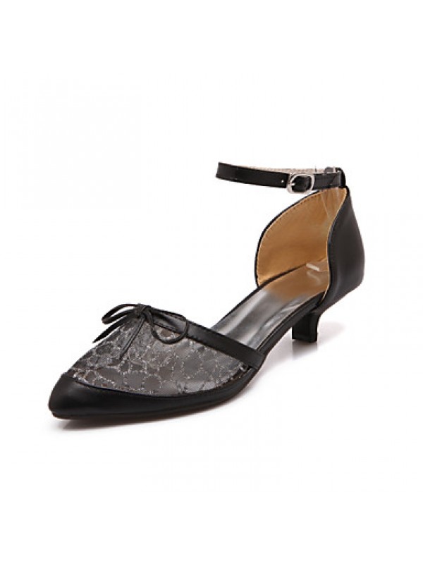 Women's Shoes PU / Lace Low Heel Heels / Two-Piece / Comfort / Pointed Toe Sandals / Heels Outdoor