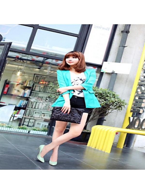 Women's Shoes PVC / Leatherette Stiletto Heel Heels Heels Wedding / Office & Career / Dress / Casual Black / Blue