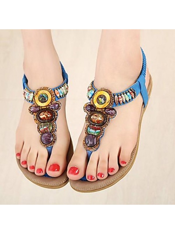 Women's Summer Slingback / Patent Leather Casual / Dress Flat Heel Sparkling Glitter Black / Blue / Khaki