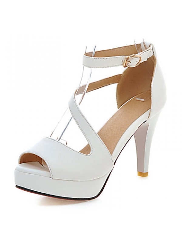 Women's Shoes Cone Heel Peep Toe / Platform Sandals Wedding / Dress Black / Blue / Pink / White / Beige